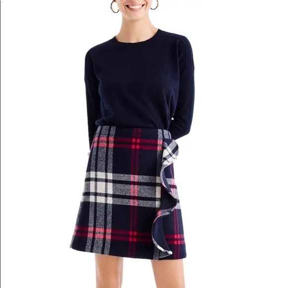 J. Crew Dresses & Skirts - J. Crew Plaid Ruffle Wool Skirt